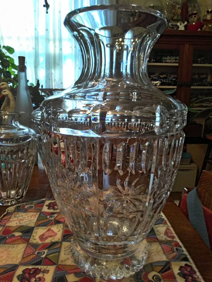 vintage huge crystal vase 13 1/2 inches tall InstAppraisal